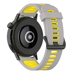 Bracelet en silicone 20mm rayures, bicolore, réglable, gris/jaune pour votre Huawei Watch GT3 42mm/Samsung Galaxy Watch4 40mm/44mm