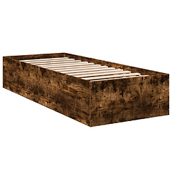 Vidaxl Cadre de lit chêne fumé 75x190 cm bois d'ingénierie