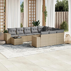 Maison Chic Salon de jardin 11 pcs avec coussins | Ensemble de Table et chaises | Mobilier d'Extérieur beige résine tressée -GKD19723