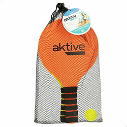 Raquettes de Plage avec Balle Aktive Jaune Orange 18,5 x 32,5 cm (6 Unités)