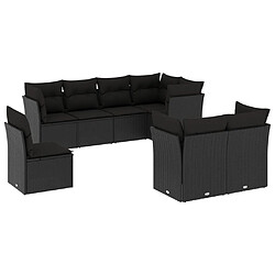 Maison Chic Salon de jardin 8 pcs avec coussins | Ensemble de Table et chaises | Mobilier d'Extérieur noir résine tressée -GKD46106