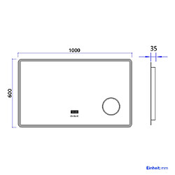 Acheter EMKE Miroir de salle de bain LED avec Loupe 3 Fois 100x60cm | Loupe 3x, Interrupteur Tactile, Anti-buée, Bluetooth | Lumière Blanche Froide/Chaude/Neutre