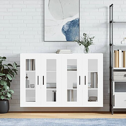 Maison Chic Lot de 2 Armoires murales,Meuble de Rangement,Armoire Suspendue blanc bois d'ingénierie -MN61716