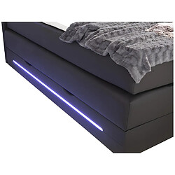 Acheter Vente-Unique Ensemble complet boxspring tête de lit avec leds + sommiers coffre + matelas + surmatelas - 160 x 200 cm - Simili - Noir - KEROS de YSMÉE