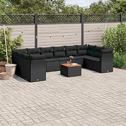 Maison Chic Salon de jardin 11 pcs avec coussins | Ensemble de Table et chaises | Mobilier d'Extérieur noir résine tressée -GKD94047