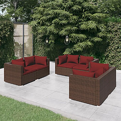 Maison Chic Salon de jardin 6 pcs + coussins - Mobilier/Meubles de jardin - Table et chaises d'extérieur Résine tressée Marron -MN30367