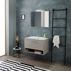 Kiamami Valentina ARMOIRE MURALE 80CM CHÊNE GRIS AVEC LAVABO AU DESSUS | LOTTO