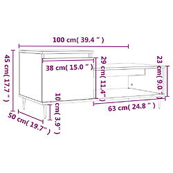 vidaXL Table basse Chêne sonoma 100x50x45 cm Bois d'ingénierie pas cher