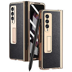 Coque en TPU + PU texture litchi avec béquille et porte-stylo noir pour votre Samsung Galaxy Z Fold3 5G