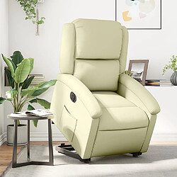 Maison Chic Fauteuil Relax pour salon, Fauteuil inclinable électrique crème cuir véritable -GKD67531