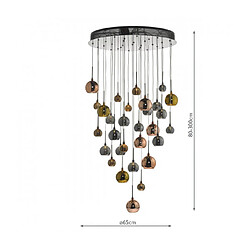 Acheter Luminaire Center Suspension Aurelia Verre,chrome noir poli 30 ampoules 300cm