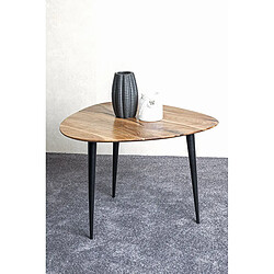 Pegane Table d'appoint en bois d'acacia coloris naturel et métal noir -longueur 55 x profondeur 55 x hauteur 46 cm