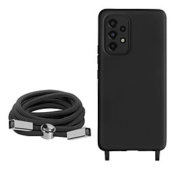 Avizar Coque Cordon Samsung Galaxy A33 5G Semi-rigide Lanière Tour du Cou 80cm Noir