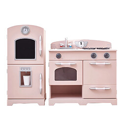 Teamson Kids Cuisine enfant Little Chef dinette en bois rose fille garçon jeux TD-11413P