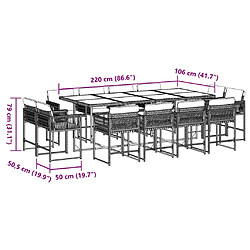 vidaXL Ensemble à manger de jardin 13 pcs gris résine tressée pas cher