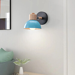 Stoex 15CM Applique Murale Rétro Moderne Applique Murale en Bois Et Métal, Angle Réglable, Lampe Murale Simple Pour Salon, Chambre À Coucher (Bleu) E27