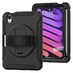 Coque en TPU hybride avec béquille rotative à 360° et dragonne noir pour votre Apple iPad mini (2021)