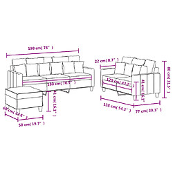 vidaXL Ensemble de canapés 3 pcs avec coussins Taupe Tissu pas cher