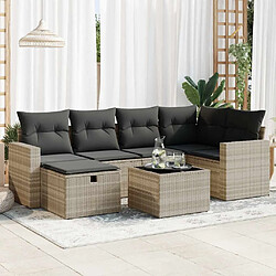 vidaXL Salon de jardin avec coussins 7 pcs gris clair résine tressée