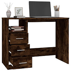 Maison Chic Bureau solide,Table de travail,Bureau d'ordinateur avec tiroirs Chêne fumé 102x50x76 cm Bois d'ingénierie -GKD72633 pas cher