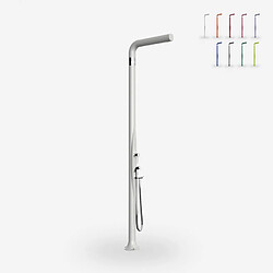 Douche extérieure de jardin au design moderne avec mitigeur Arkema Design Funny Yang T245, Couleur: Blanc