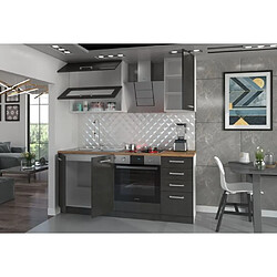 Acheter Cstore LASSEN - cuisine complète l 180 cm avec meuble four et plans de travail - gris matera