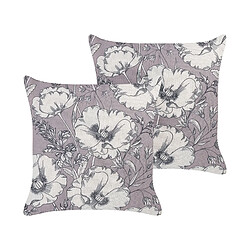 Beliani Lot de 2 coussins SOPHORA 45 x 45 cm Floral Gris