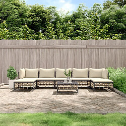 Maison Chic Salon de jardin 8 pcs + coussins - Mobilier/Meubles de jardin - Table et chaises d'extérieur anthracite résine tressée -MN90424