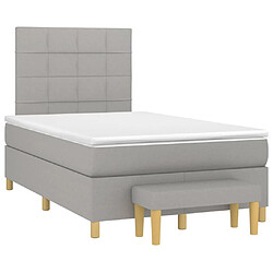 Avis Maison Chic Lit Adulte - Lit simple Lit à sommier tapissier avec matelas moelleux - Meuble de Chambre - Gris clair 120x200cm Tissu -MN90372