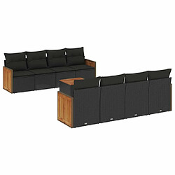 Maison Chic Salon de jardin 9 pcs avec coussins | Ensemble de Table et chaises | Mobilier d'Extérieur noir résine tressée -GKD20916