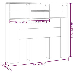 vidaXL Armoire de tête de lit Blanc brillant 120x19x103,5 cm pas cher