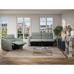 Vente-Unique Canapé 3 places et fauteuil relax électrique en tissu chiné gris OZARTO