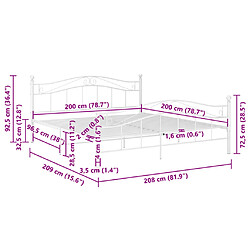 vidaXL Cadre de lit Blanc Métal 200x200 cm pas cher