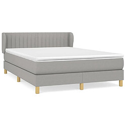 Maison Chic Lit Adulte - Lit simple Lit à sommier tapissier avec matelas moelleux - Meuble de Chambre - Gris clair 140x190cm Tissu -MN78341