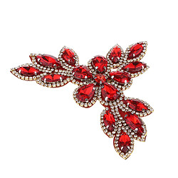 Appliques à coudre sur strass avec fond transparent et dos plat, décor rouge pas cher