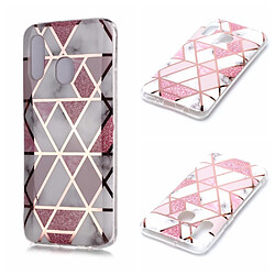 Coque en TPU motif marbre or rose imd blanc/rose pour votre Samsung Galaxy A20e