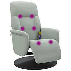 vidaXL Fauteuil inclinable de massage repose-pied gris clair velours