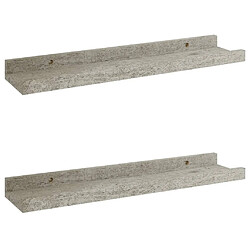 Maison Chic Lot de 2 Étagères murales,Étagère Rangement flottate Gris béton 40x9x3 cm -MN89679