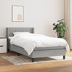 Maison Chic Structures de lit + matelas,Lit à sommier tapissier avec matelas Gris clair 90x200 cm Tissu -MN32505