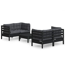 Maison Chic Salon de jardin 5 pcs + coussins - Mobilier/Meubles de jardin - Table et chaises d'extérieur anthracite Bois de pin -MN14409