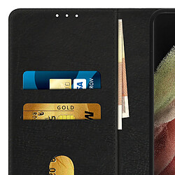 Avizar Étui Samsung Galaxy S21 Ultra Protection avec Porte-carte Fonction Support noir pas cher