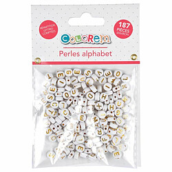 Paris Prix Lot de 187 Perles Rondes Alphabet 0,6cm Blanc & Or