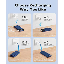 Acheter SANAG Power Bank 20000Mah, Chargeur Portable À Chargement Rapide Avec Câbles Intégrés, 5 Sorties Et 4 Entrées Pour Iphone 14 13 12 11 Samsung S21 S22(Bleu)