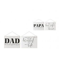 Dansmamaison Pancarte Textes Anglais Life Dad Metal Blanc/Noir Assortiment De 2