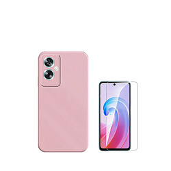 Kit de film en verre trempé de la couverture de 5D + couvercle de silicone liquide Phonecare pour Oppo A79 5G - rose