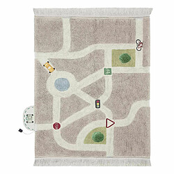 Lorena Canals Tapis de jeu enfant lavable en coton - circuit voiture - 120 x 170 cm