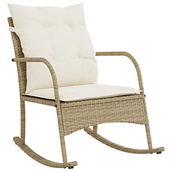 vidaXL Chaise à bascule de jardin avec coussins beige résine tressée