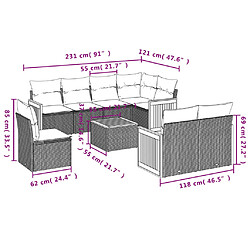 Avis Maison Chic Salon de jardin avec coussins 9 pcs | Ensemble de Table et chaises | Mobilier d'Extérieur beige résine tressée -GKD73540