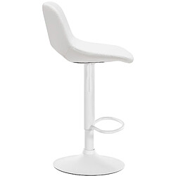 Decoshop26 Tabouret de bar chaise haute x1 avec repose-pieds en PVC blanc piètement métallique blanc 10_0004586