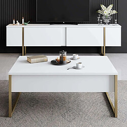 Acheter Hanah Home Table basse en aggloméré blanc et métal doré Luxe.